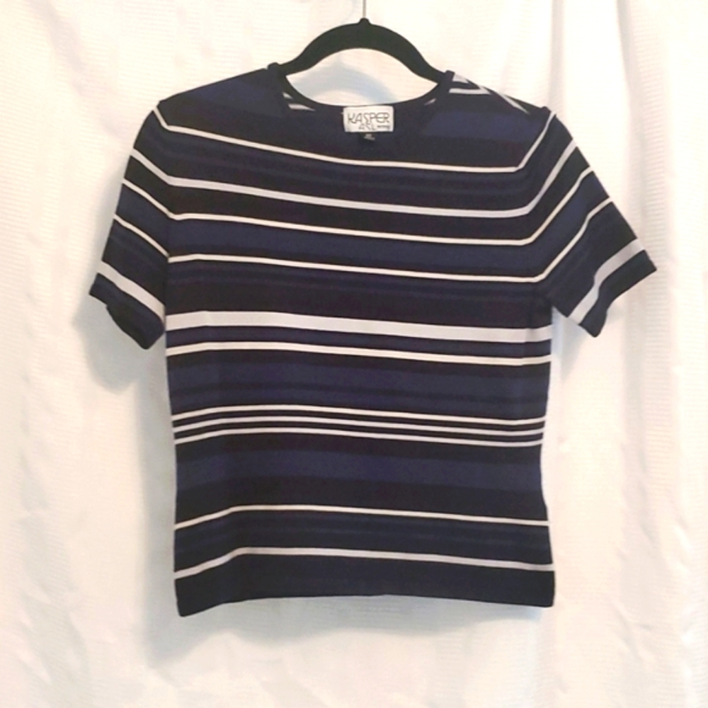 VINTAGE KASPER Short Sleeve Top Silk Blend Size 8 Petite - 1990s